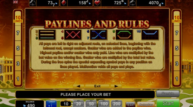 Play Versailles Gold by Amusnet at 1Win Casino