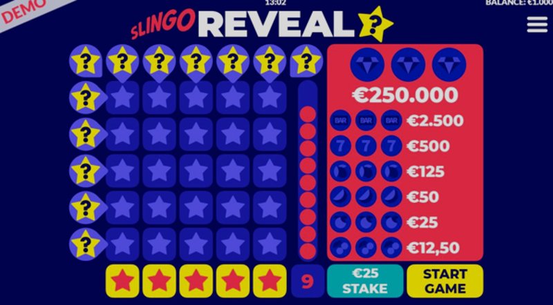 Play Slingo Reveal by Slingo at 1Win Casino