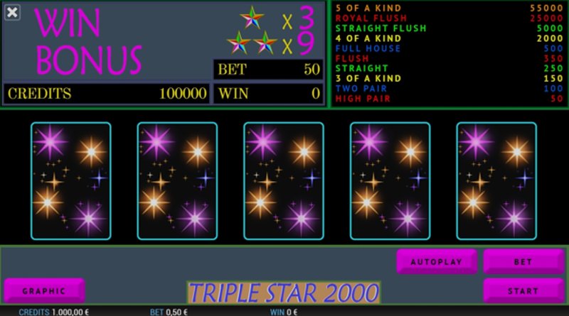 Play Triple Star in Moldova at 1Win Casino