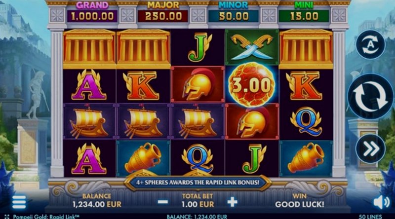 Play Pompeii Gold: Rapid Link by Netgame at 1Win Casino