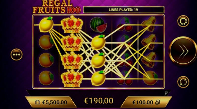 Play Regal Fruits 100 by Amigogaming at 1Win Casino