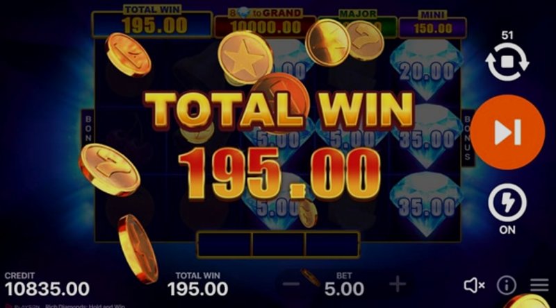 Play Rich Diamonds: Hold and Win by Playson at 1Win Casino