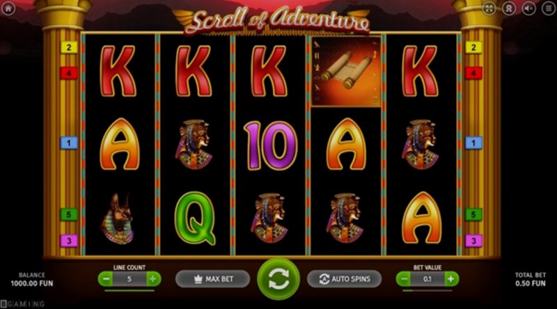 Play Scroll of Adventure by Bgaming at 1Win Casino