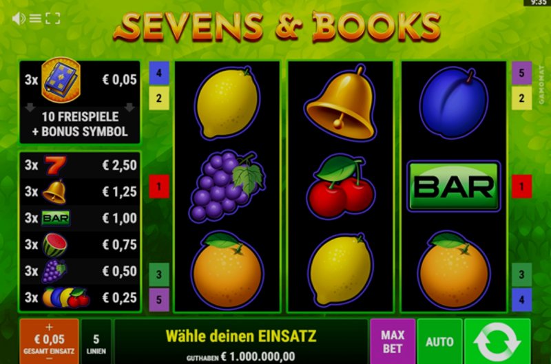 Play Sevens & Books by Gamomat at 1Win Casino