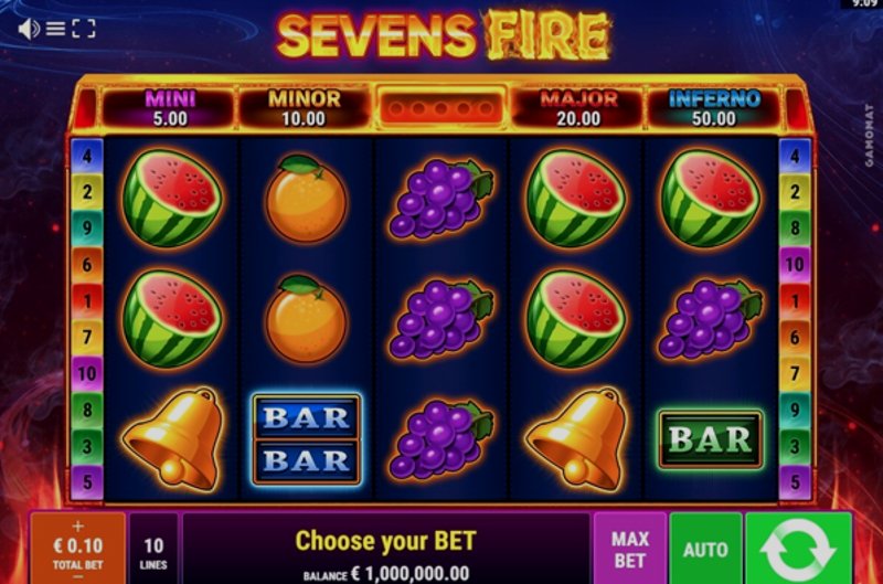 Play Sevens Fire by Gamomat at 1Win Casino