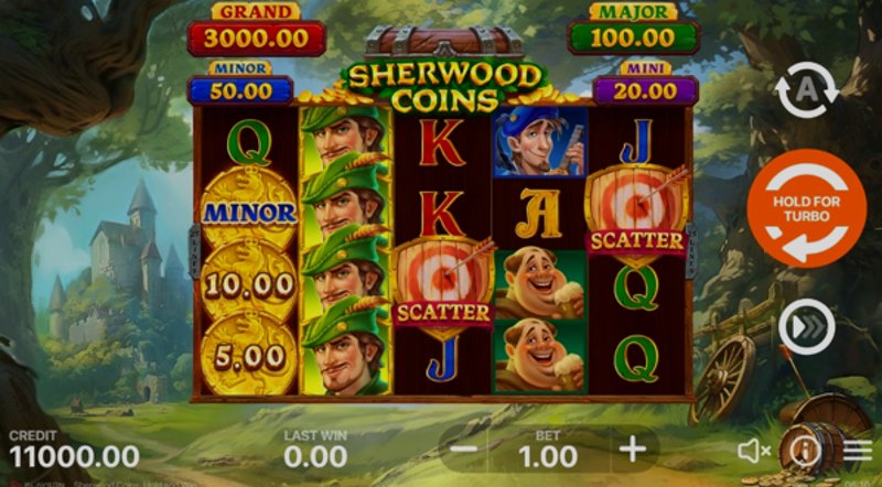 Play Sherwood Coins: Hold and Win by Playson at 1Win Casino