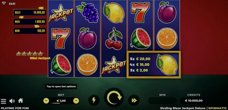 Play Sizzling Blaze Jackpot Deluxe by Spinmatic at 1Win Casino