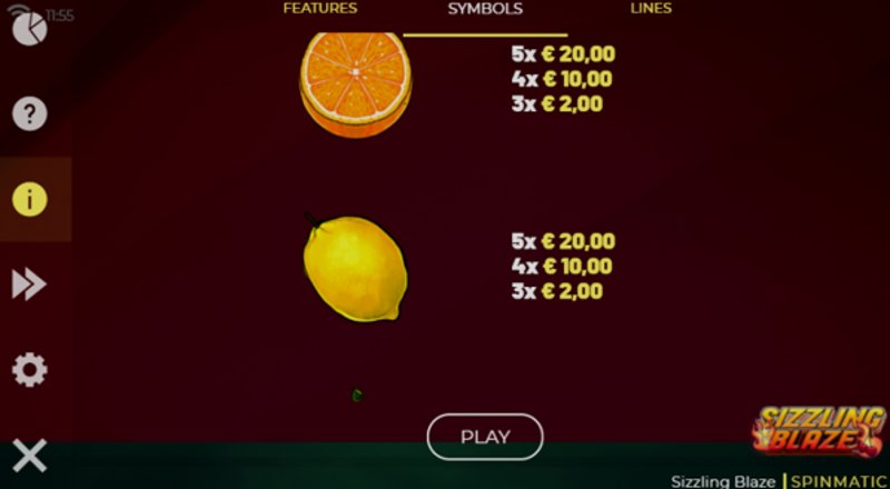 Play Sizzling Blaze by Spinmatic at 1Win Casino