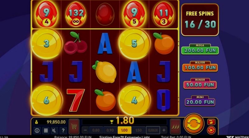 Play Sizzling Eggs™ Extremely Light by Wazdan at 1Win Casino