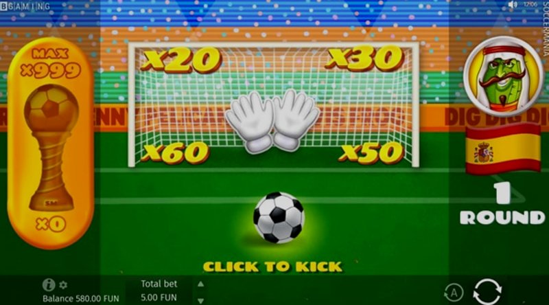 Play Soccermania by Bgaming at 1Win Casino