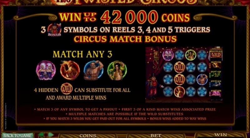 Play The Twisted Circus by Microgaming at 1Win Casino