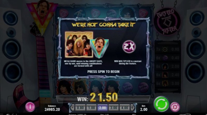 Play Twisted Sister by Playn Go at 1Win Casino