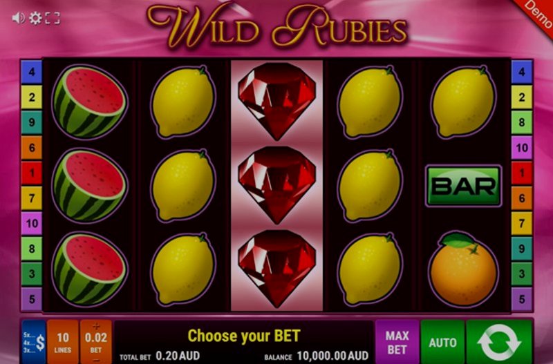 Play Wild Rubies by Gamomatgames at 1Win Casino