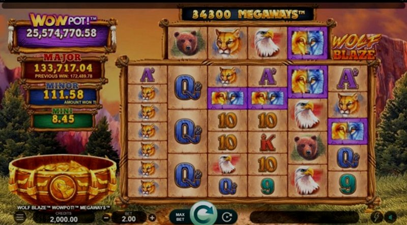 Play Wolf Blaze WOWPOT! Megaways by Mgplus at 1Win Casino